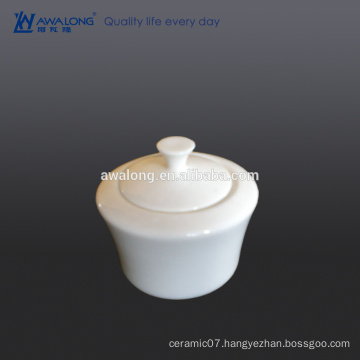 Custom Bone china High brightness White Plain fine ceramic sugar bowl